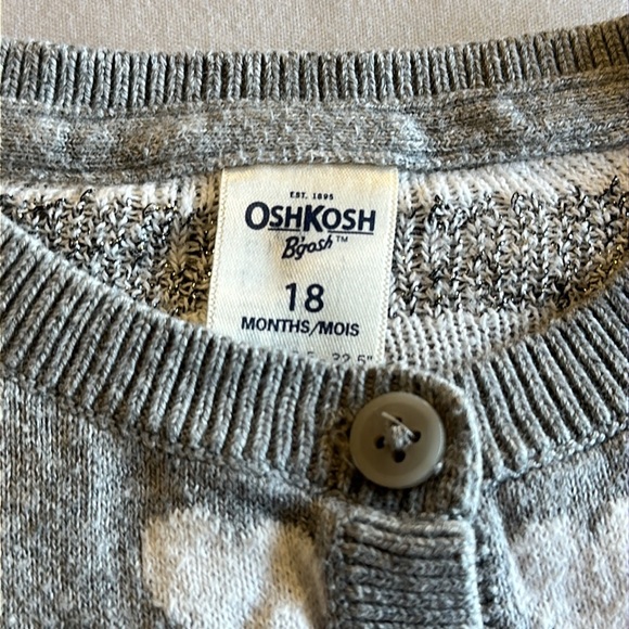 OshKosh B'gosh - Gray Heart Patterned Knit Cardigan Sweater - Picture 3 of 3